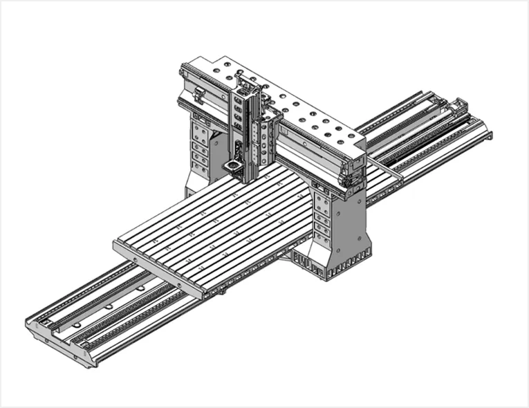 Table moving type CNC gantry machining center with workbench